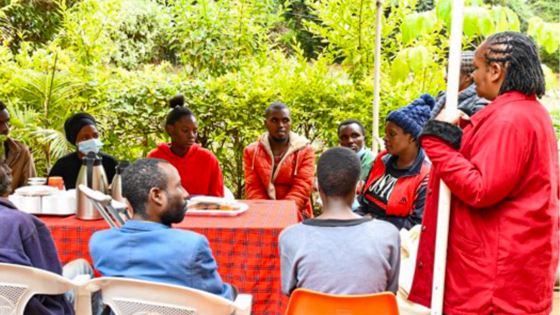 Meeting at the Karibu tent